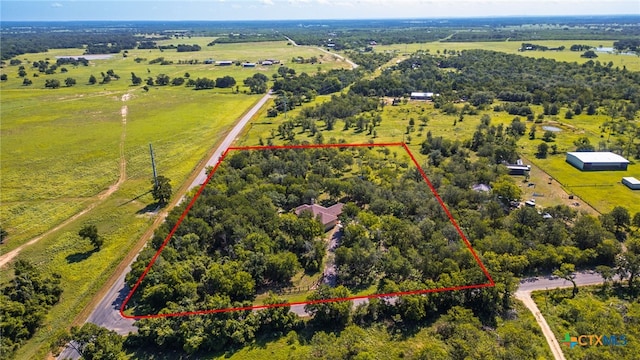 155 Woodrow Center Rd, Kingsbury, TX 78638 - overview of rural landscape with property boundaries highlighted