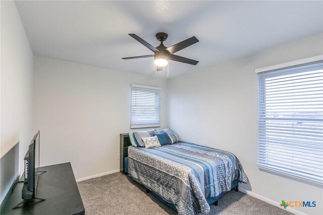 5304 Oster Dr, Killeen, TX 76542 - bedroom with carpet flooring, baseboards, and ceiling fan
