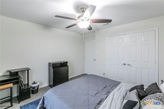 5304 Oster Dr, Killeen, TX 76542 - carpeted bedroom featuring baseboards, a ceiling fan, and a closet
