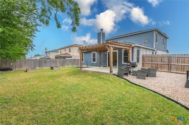 5304 Oster Dr, Killeen, TX 76542 - back of house with a pergola, a patio, a chimney, and stucco siding