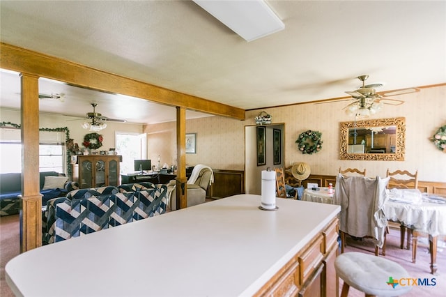 dining room featuring ceiling fan