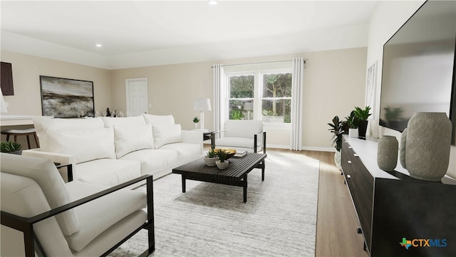 living room featuring light hardwood / wood-style flooring