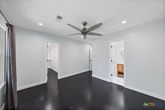 1600 N Beal St, Belton, TX 76513 - spare room featuring ceiling fan, recessed lighting, and dark wood-type flooring
