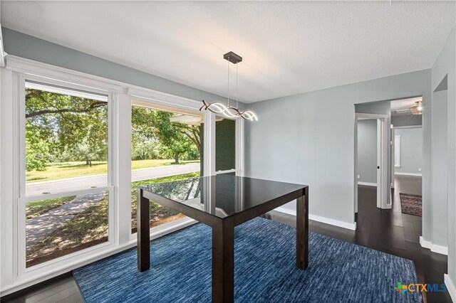 1600 N Beal St, Belton, TX 76513 - unfurnished dining area featuring dark wood-style flooring and a chandelier
