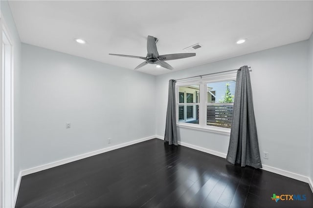 1600 N Beal St, Belton, TX 76513 - unfurnished room featuring dark wood-style flooring, recessed lighting, and a ceiling fan