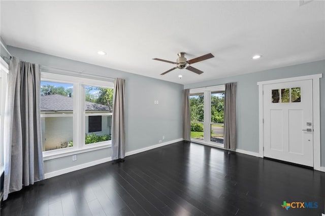 1600 N Beal St, Belton, TX 76513 - unfurnished room with ceiling fan, recessed lighting, and dark wood-type flooring