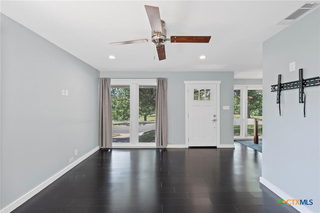 1600 N Beal St, Belton, TX 76513 - entrance foyer featuring plenty of natural light, a ceiling fan, recessed lighting, and wood finished floors