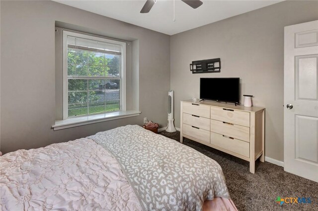 1808 Mission Dr, Victoria, TX 77901 - carpeted bedroom with baseboards and ceiling fan