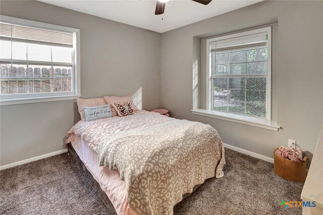 1808 Mission Dr, Victoria, TX 77901 - bedroom featuring carpet flooring, baseboards, and ceiling fan