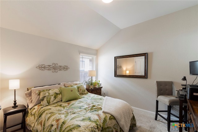 521 Kirkhill St, Hutto, TX 78634 - carpeted bedroom featuring lofted ceiling and baseboards