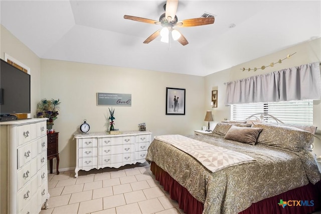 216 Ridge Dr, Victoria, TX 77904 - bedroom featuring light tile patterned floors and a ceiling fan