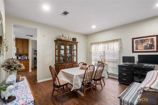 216 Ridge Dr, Victoria, TX 77904 - dining space featuring dark wood-style flooring and recessed lighting
