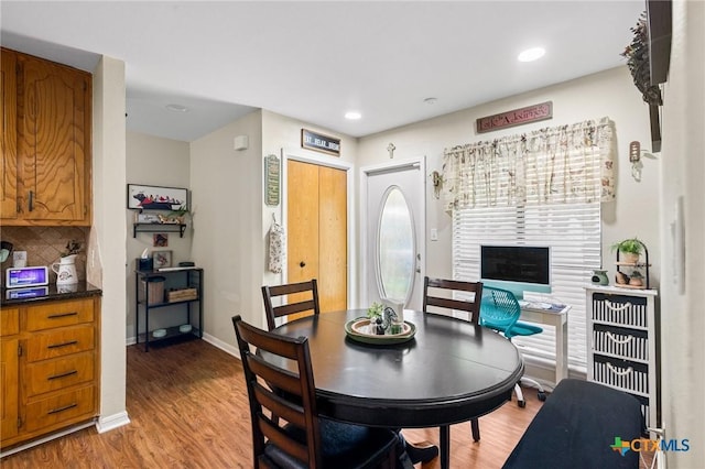216 Ridge Dr, Victoria, TX 77904 - dining area featuring light wood-style flooring and recessed lighting