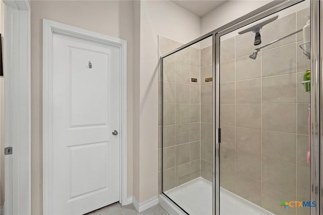 bathroom with a stall shower