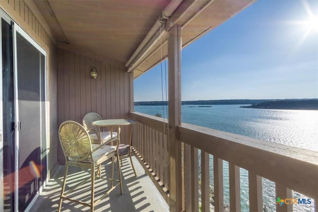 balcony with a water view