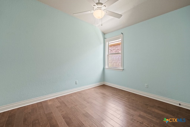 1169 Creek Cyn, New Braunfels, TX 78132 - unfurnished room featuring a ceiling fan, wood finished floors, and baseboards