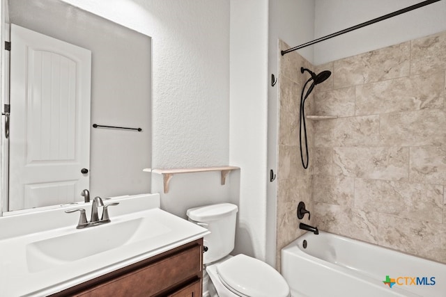 1169 Creek Cyn, New Braunfels, TX 78132 - full bathroom featuring vanity, toilet, and shower / washtub combination