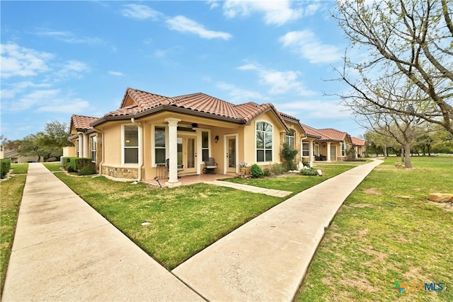 view of front of home with a front yard