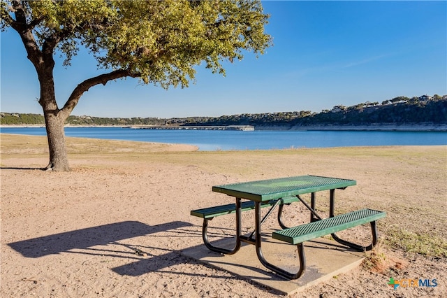 view of community featuring a water view