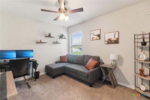 2024 Cowan Dr, New Braunfels, TX 78132 - living room with carpet and ceiling fan