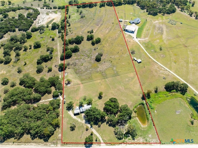 aerial view featuring a rural view