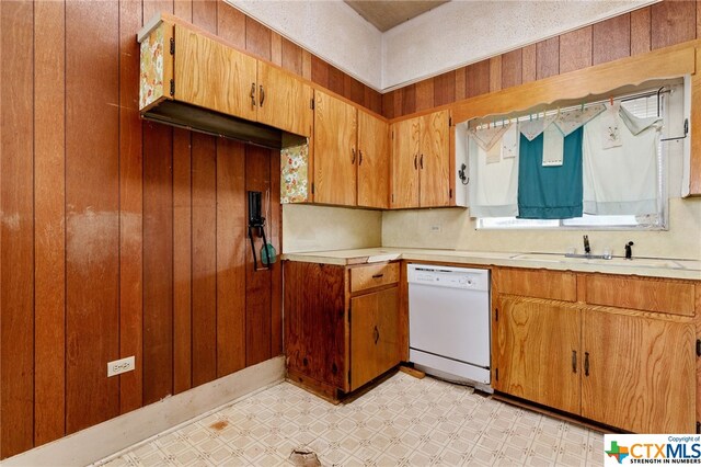 kitchen with white dishwasher and sink