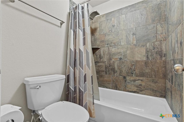 6203 Morganite Dr, Killeen, TX 76542 - bathroom with toilet and shower / bathtub combination with curtain