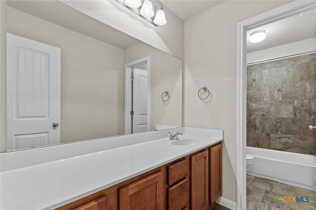 6203 Morganite Dr, Killeen, TX 76542 - bathroom featuring toilet, vanity, and tub / shower combination
