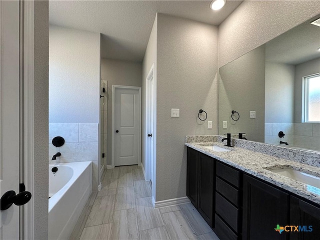 bathroom with vanity and a bathing tub