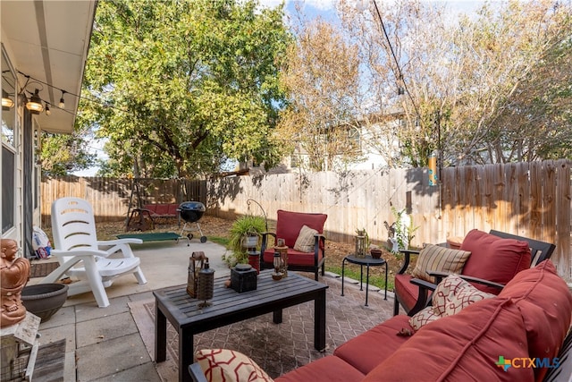 view of patio / terrace with an outdoor living space