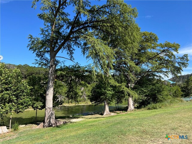 view of yard with a water view