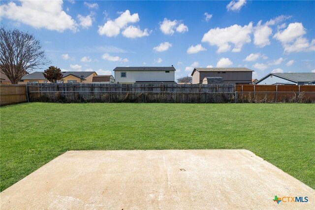 view of yard with a patio and a fenced backyard