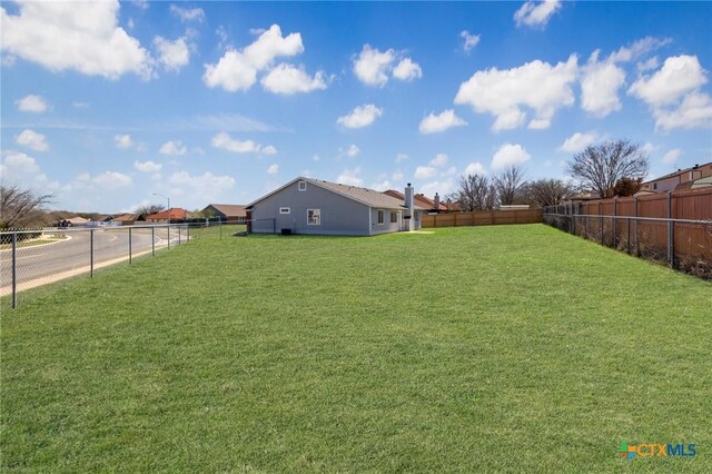 view of yard featuring a fenced backyard