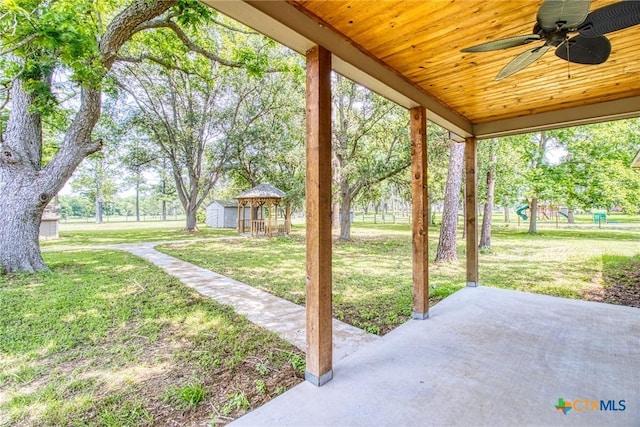 view of patio / terrace with ceiling fan