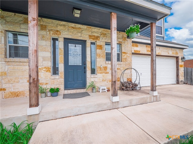 entrance to property with a garage