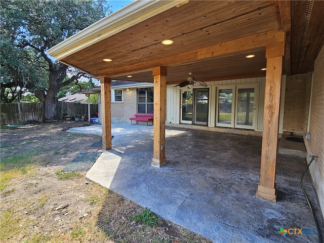 view of patio / terrace featuring ceiling fan