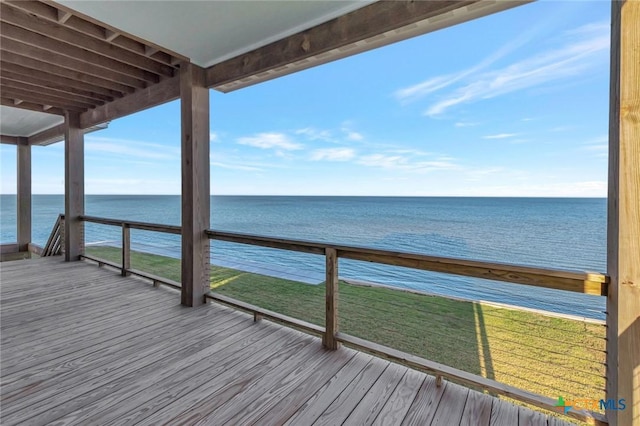 deck with a water view