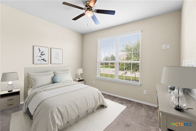 647 Ridgeglen Dr, New Braunfels, TX 78130 - bedroom with carpet, baseboards, and a ceiling fan