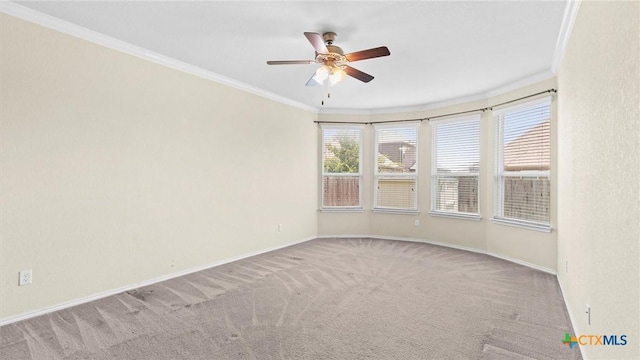 647 Ridgeglen Dr, New Braunfels, TX 78130 - unfurnished room with ornamental molding, carpet, and ceiling fan