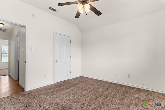 2301 Big Divide Rd, Copperas Cove, TX 76522 - unfurnished bedroom featuring carpet, baseboards, lofted ceiling, and a ceiling fan