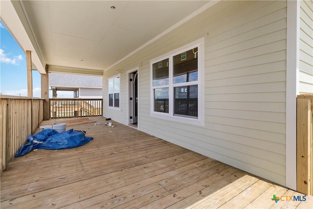 wooden deck with covered porch