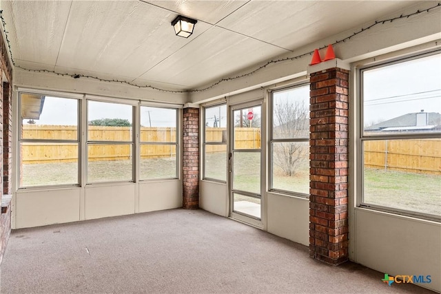 view of unfurnished sunroom