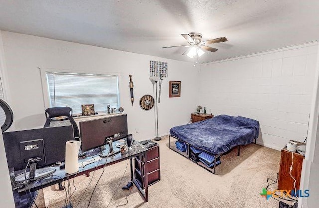 2011 Valley Oaks Dr, Harker Heights, TX 76548 - bedroom featuring an office area, carpet, and ceiling fan
