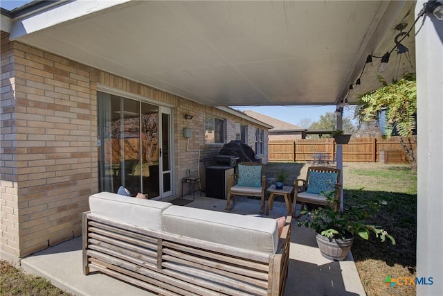 view of patio with an outdoor living space