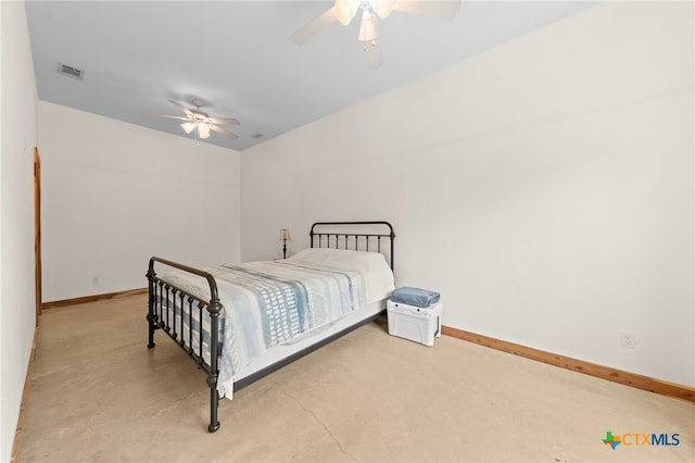 bedroom featuring ceiling fan