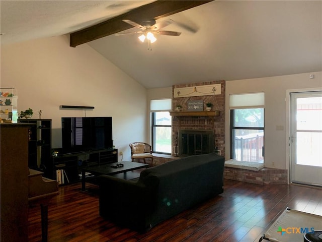 3002 Veterans Ave, Copperas Cove, TX 76522 - living room with hardwood / wood-style floors, a ceiling fan, and a fireplace