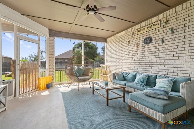 2306 Wooster St, Nolanville, TX 76559 - sunroom / solarium featuring outdoor lounge area and a ceiling fan