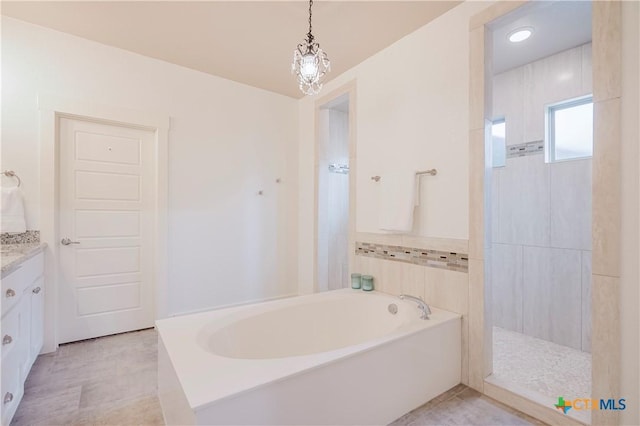 2306 Wooster St, Nolanville, TX 76559 - full bathroom featuring a shower with curtain, a bath, and vanity
