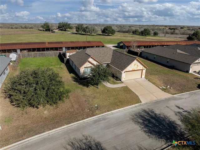 bird's eye view featuring a rural view