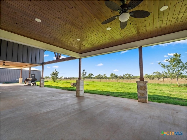 12093 Sulphur Springs Rd, Adkins, TX 78101 - view of patio / terrace featuring a ceiling fan and a view of countryside